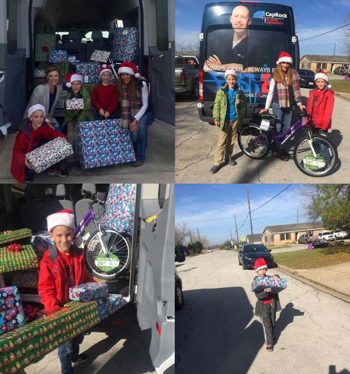 CapRock Team & Family Delivering Gifts